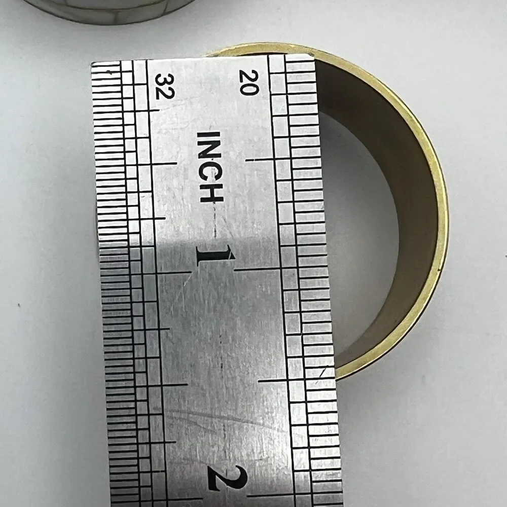 Vintage MOP Brass Napkin Rings Set of 6 Mother of Pearl India Boho Wedding